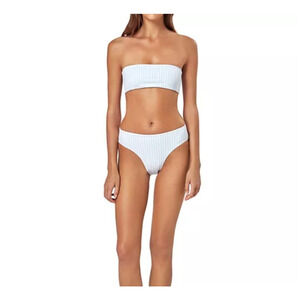 Charlie Holiday Keely Striped Bandeau Bikini Top & Tally Bikini Bottom Size L